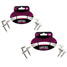 Ernie Ball Flat Ribbon Patch Cable Set 3x2 Length 6 Inch in White P06385 - Pack of 2