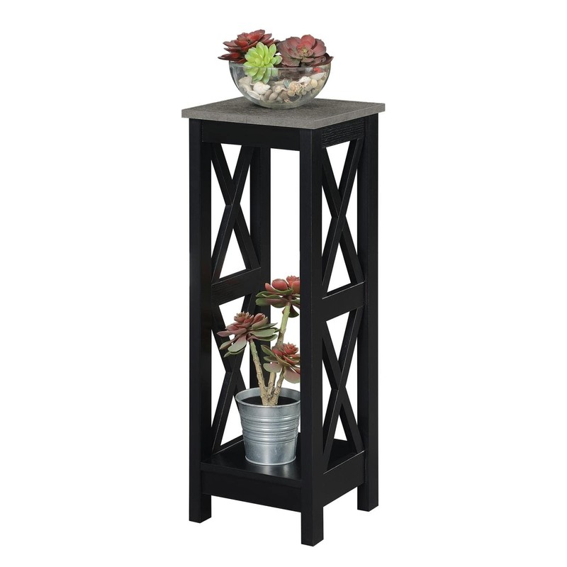 Convenience Concepts Oxford Plant Stand, Tall, Cement / Black