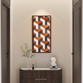 CONSDAN Wood Wall Decor | USA Grown Hardwood, Rustic Wooden Wall Art, Home Decorations for Living Room and Bedroom Aesthetic, Framed and Ready to Hang, Stereoscopic, 36" x 18"