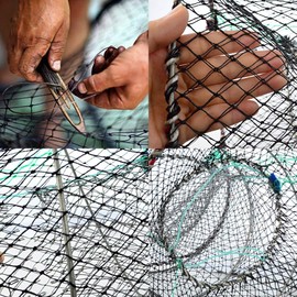 Forgetek Fishing Gear, Fish Net, Foldable, Storage Basket, Fishing Net, Shrimp, Crab, Lobster Fish, Catching Net, Diameter 9.8 inches (25 cm), 2 Pieces