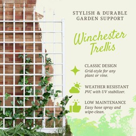 Dura-Trel Winchester 57 x 95 Inch PVC Vinyl Outdoor Garden Patio Trellis, with Wall Mounting Screws, White