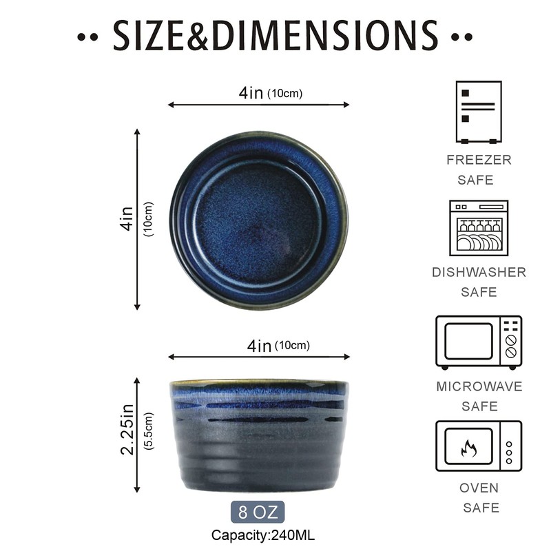 UNICASA Ramekin Set of 4, UNICASA 8 oz Creme Brulee