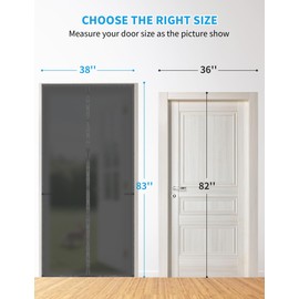 Magnetic Insulated Door Curtain, TPU Matte Transparent Privacy Screen Door Fit for 36 x 82 Inch, Pet-Friendly Thermal Door Cover for Air Conditioner Room, Patio, Bedroom