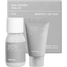 Kit de prueba de doble barrera, tamaño de viaje, set de regalo con tónico cremoso y crema para la piel, tamaño de viaje, set de regalo de tamaño pequeño, ceramidas, péptidos