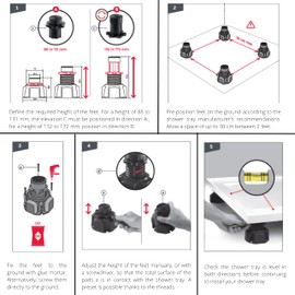 Wirquin 30719799 Set 4?Feet for Shower Tray Black