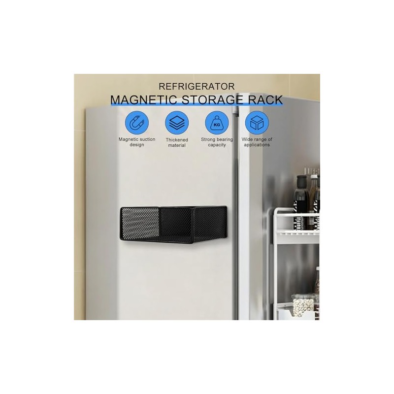 Joyan Magnetic Shelf, Kitchen Organiser, Black Spice Rack, Magnetic, Space-Saving