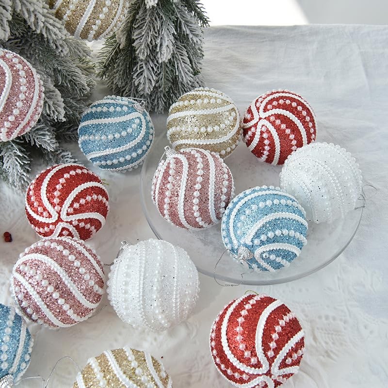 綺麗 ダイヤモンド クリスマス オーナメント ボール 6個セット 直径 8cm 北欧 インテリア