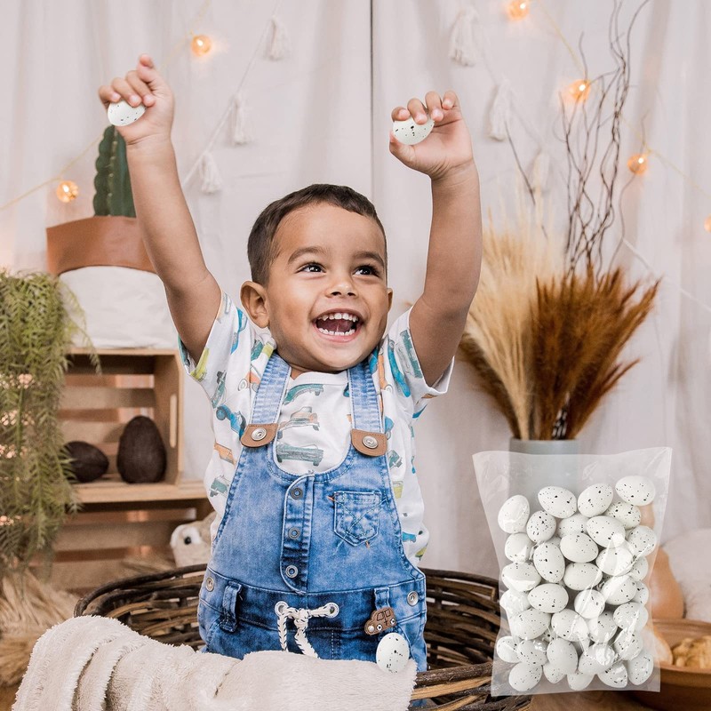 Yisscen 50 Decorative Easter Eggs Plastic White Easter Decoration Plastic