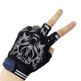 EurHouse Kids Boys Fingerless Cycling Gloves Cycling Short Mittens Age 4-8 Years