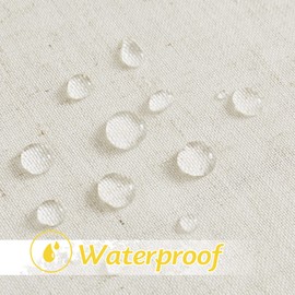 NICETOWN 2 Panels Outdoor Curtains Thick Linen Thick Linen Textured Waterproof, Grommet Privacy Allowed with Light Filtering Flax Linen Drapes for Patio/Porch, Natural, W55 x L108 Inches