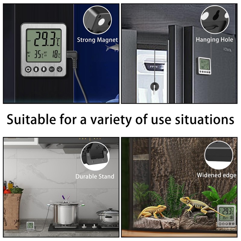 2 pcs Refrigerator Thermometer Freezer Alarm Digital Freezer Thermometer Fridge