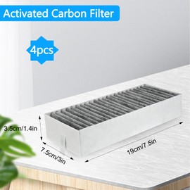Pack of 4 Activated Carbon Filters for Cooker Hoods, Carbon Filter for Bosch/Siemens HZ9VRCR0 and 17004796 Cooker Hoods, High-Quality Recirculation Replacement Filter Accessories (Carbon)