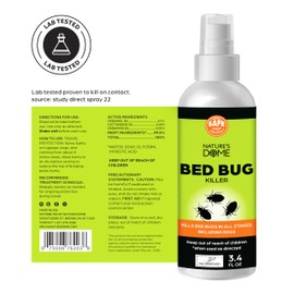 Nature’s Dome Bed Bug & Mite Spray – TSA-Approved 3.4 oz Travel Size– 100% Efficacy, Destroys Eggs & Resistant Strains, Made from Natural Ingredients