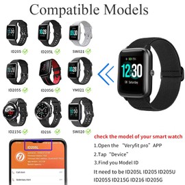 [Pack of 2] Replacement Strap Compatible with Veryfitpro ID205L Watch, 19 mm Stretchy Nylon Straps with Blackview ID205L/Yamay ID205L/Letsfit ID205L/Willful ID205L/Letscom ID205L/Fitpolo ID205L/Grv