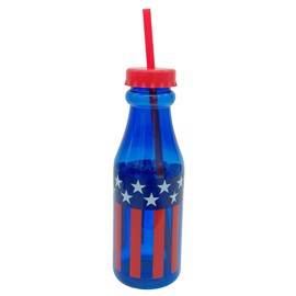 16.9 fl oz Patriotic Water Bottle with Straw, Show Your American Pride with Red, White and Blue Stars, Stripes, Perfect for 4th of July, Veterans Day, Elections, and Everyday Use, Durable USA Design