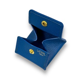 UOML Coin Purse, Box Type, Shrink Leather, Made in Japan, Genuine Leather, Small, Mini, Men's, Women's, blue (royal)