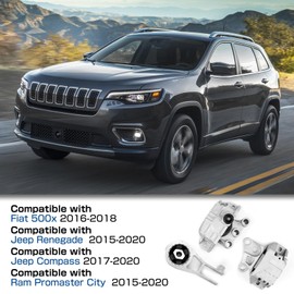 Dexepe Engine Motor Transmission Mount Set 3Pcs Compatible with Jeep Renegade Fiat 500X 2.4L 2015-2018 Engine Mounts Replace 68363756AA 68258599AA 68363755AA