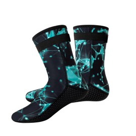 YDQUANI Unisexo Calcetines De Neopreno De 3Mm, Calcetines De Buceo, Calcetines Térmicos Antideslizantes, Botines De Agua Para Nadar, Deportes Acuáticos Extragrande Cielo Estrellado