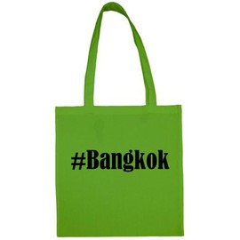 Social Network... # Bangkok Hashtag Tote Bag School Bag Gym Bag 38 x 42 cm in Pink Blue Green Grey Yellow Red Black White Beige