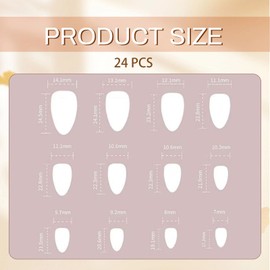 Shimmerz 24 Pieces Almond Shaped Press On Nails, Medium Length False Nails, Floral French Nail Decoration, Pink 3D Acrylic Nails, Glossy, Reusable, Full Cover, Ladies
