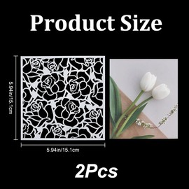 GORGECRAFT 6x6 2Pcs Large Rose Stencils Floral Design Stencil Roses Flower Reusable Plastic Templates Drawing for Wall Painting Drawing Stencil Set Wood Tools Cloth Home Decor