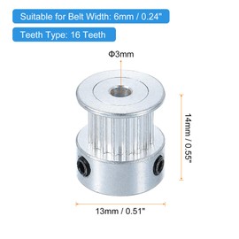 QUARKZMAN 10 Stück Aluminium 16 Zähne 3mm Bohrung 6mm Breite Zahnriemenscheibe Umlenkrolle Synchronräder Getriebeteil mit Schlüssel für 3D Drucker, Silber