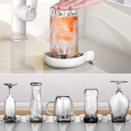 HGN Glass Rinser for Kitchen Sinks,Metal Washer, Kitchen Sink Cup Rinser,Kitchen Sink Accessories,Stainless Steel,White