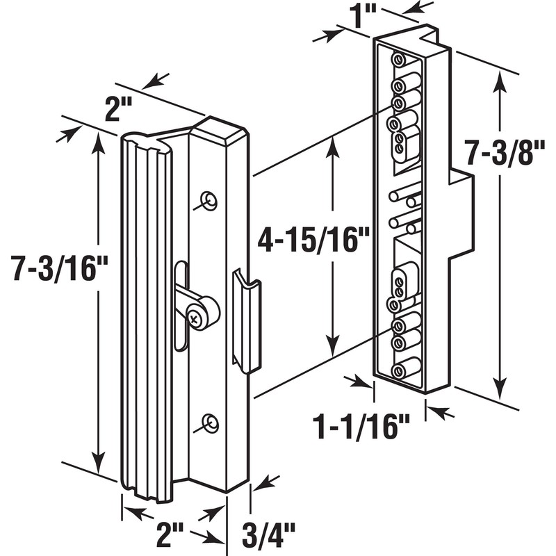 Prime-Line C 1116 Diecast Sliding Door Handle Set, White (Single