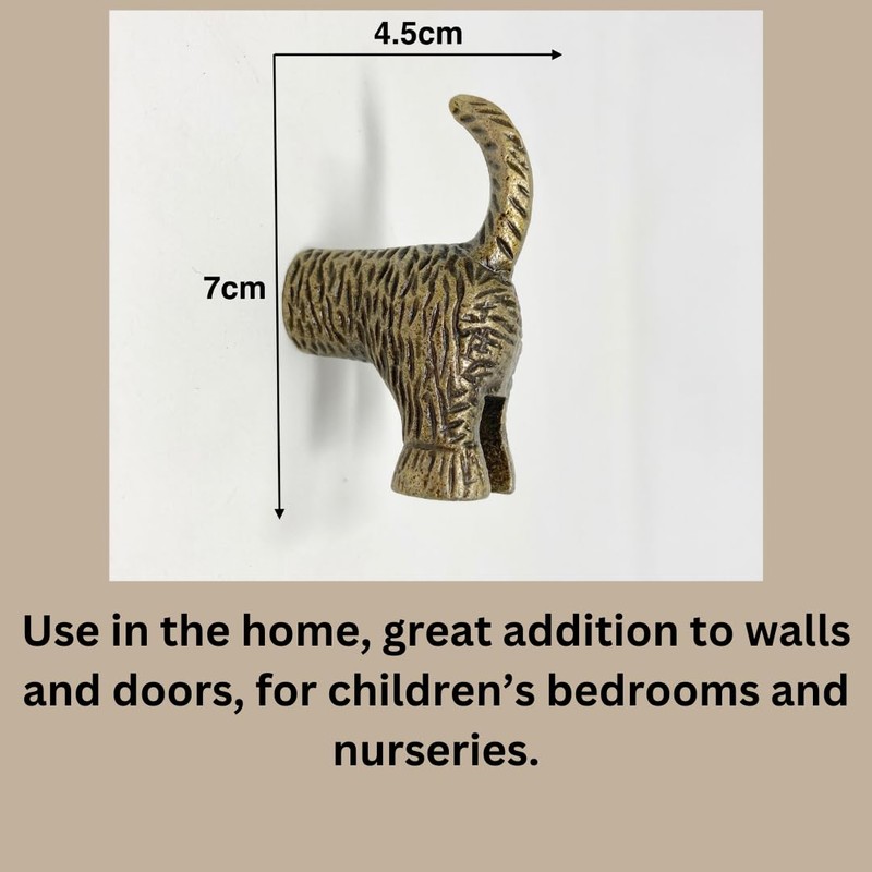 Dog Tail in Antique Brass Metal Drawer Knob or Hook