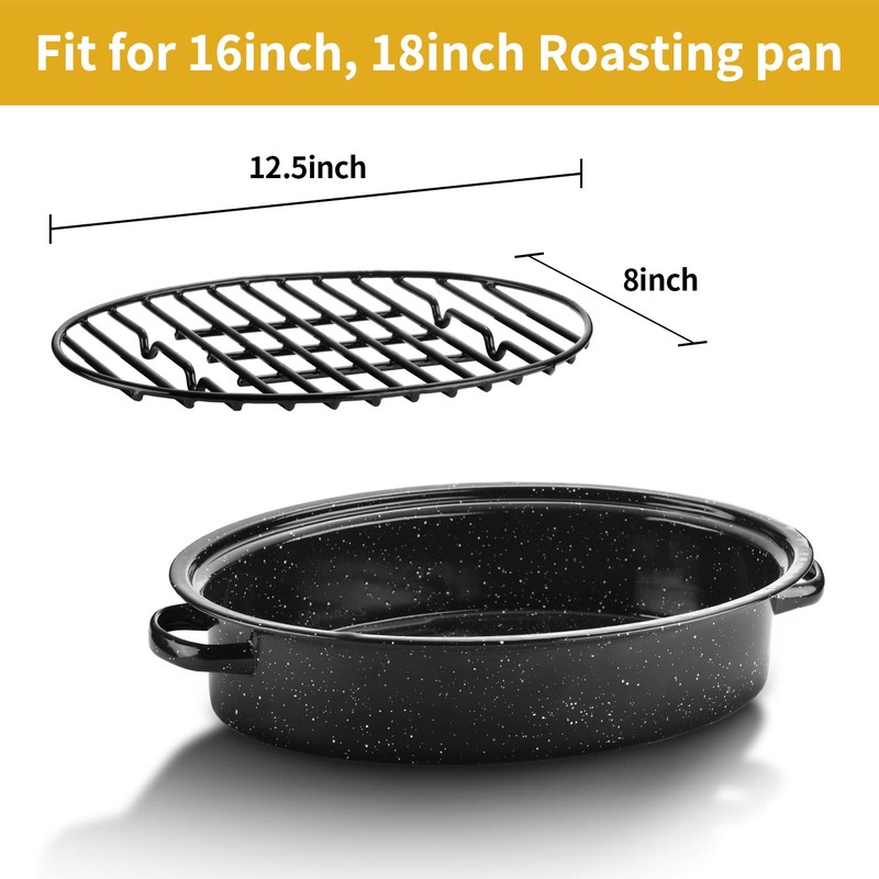 DIMESHY Roasting Rack, Black with Integrated Feet, Enamel Finished, Nonstick,