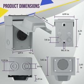 ENERLITES NEMA TT-30R Power Outlet, Outdoor Receptacle Box, 30 Amp RV Travel Trailer, 2 Pole, 3-Wire Grounding, 30A 125 VAC, 60 Hz, 63300M, Black