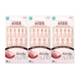 Kiss Salon Acrylic Nude French Nails 28 Count (Breathtaking) (3 Pack)
