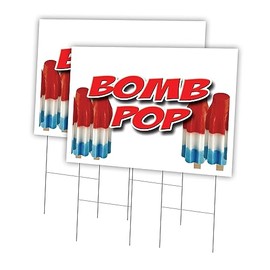 Bomb Pop 2 Pack of 24" x 36" Yard Sign & Stake | Advertise Your Business | Stake Included Image On Both Sides | Made in The USA