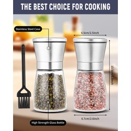 Salt and Pepper Mill, Set of 2, Spice Mill Made of High-Quality Stainless Steel, Premium Pepper and Salt Mill Set - with Manual Adjustable Ceramic Grinding Core, for Pepper, Salt, Spices, Pepper Mills