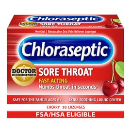 Chloraseptic Sore Throat Lozenges, Cherry, 18 Count, 1 Pack