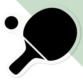 4 x Small 50mm 'Ping Pong Paddle with Ball' Transparent/Clear Sticker Decals for Windows/Cars/Walls (DC00126628)