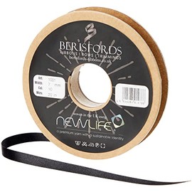 Berisfords 7mm 10 Black NewLife Satin Ribbon 100% Recycled 20m Reel