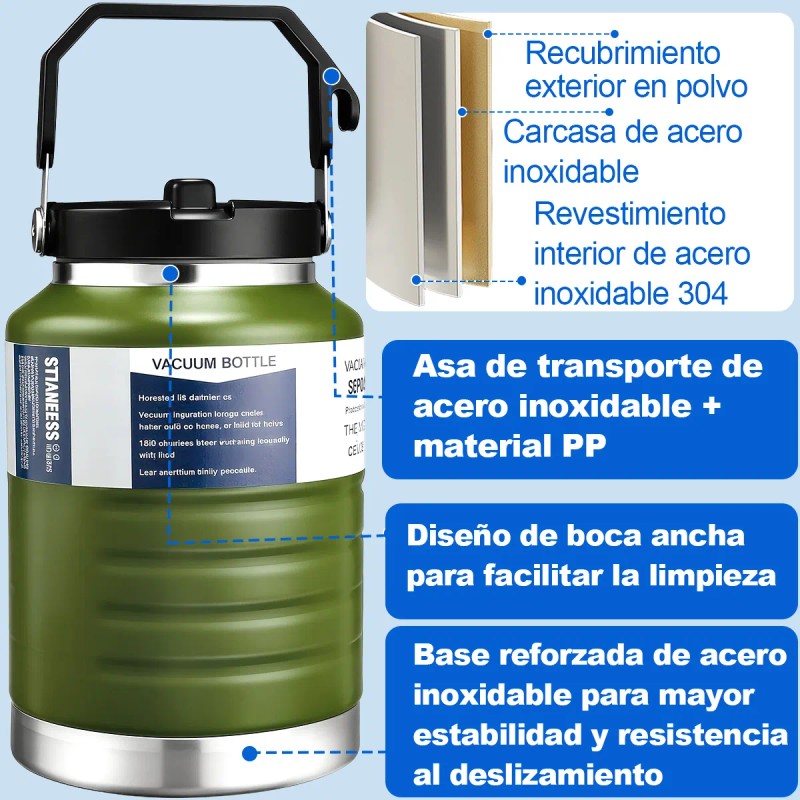 Termo De Gran Capacidad, Acero Inoxidable 304, 2 Litros