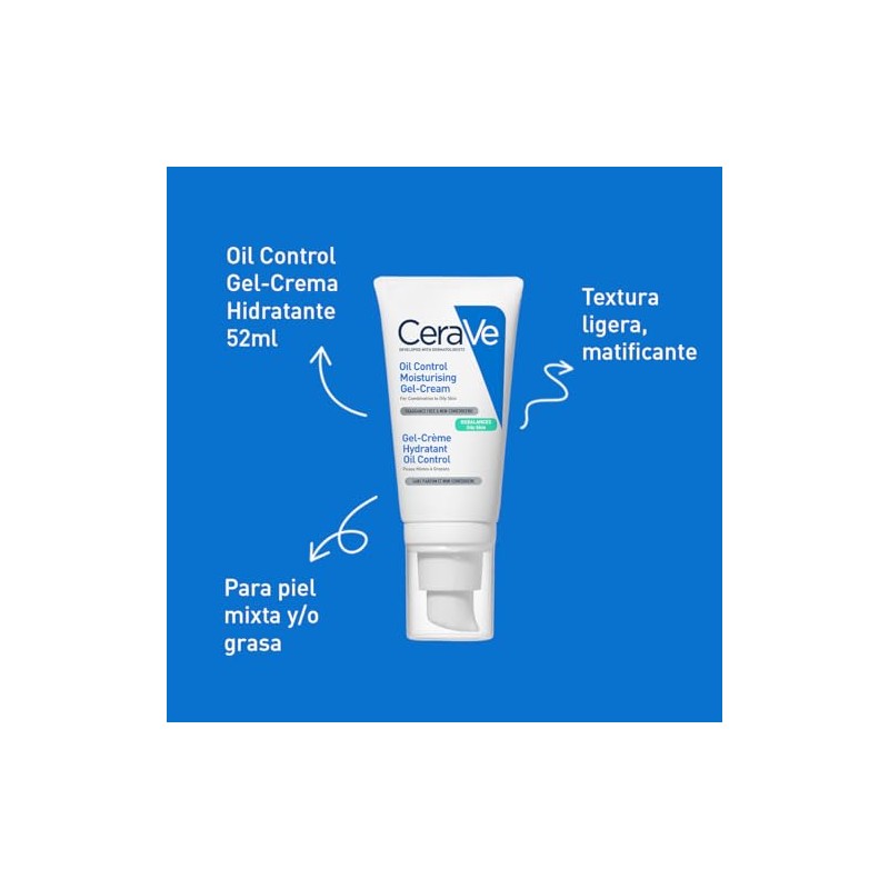 CeraVe Oil Control Gel-Crema Hidratante y Matificante para Piel Grasa