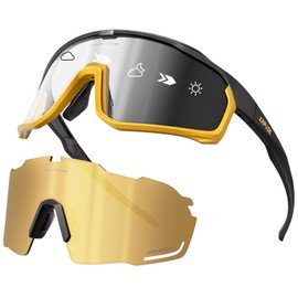KAPVOE Cycling Glasses Polarised Self-Tone Cycling Glasses Interchangeable Lenses Photochromatic Sunglasses Sports Glasses MTB Glasses Men Women Clear MTB Road Bike Cycling Sports Glasses