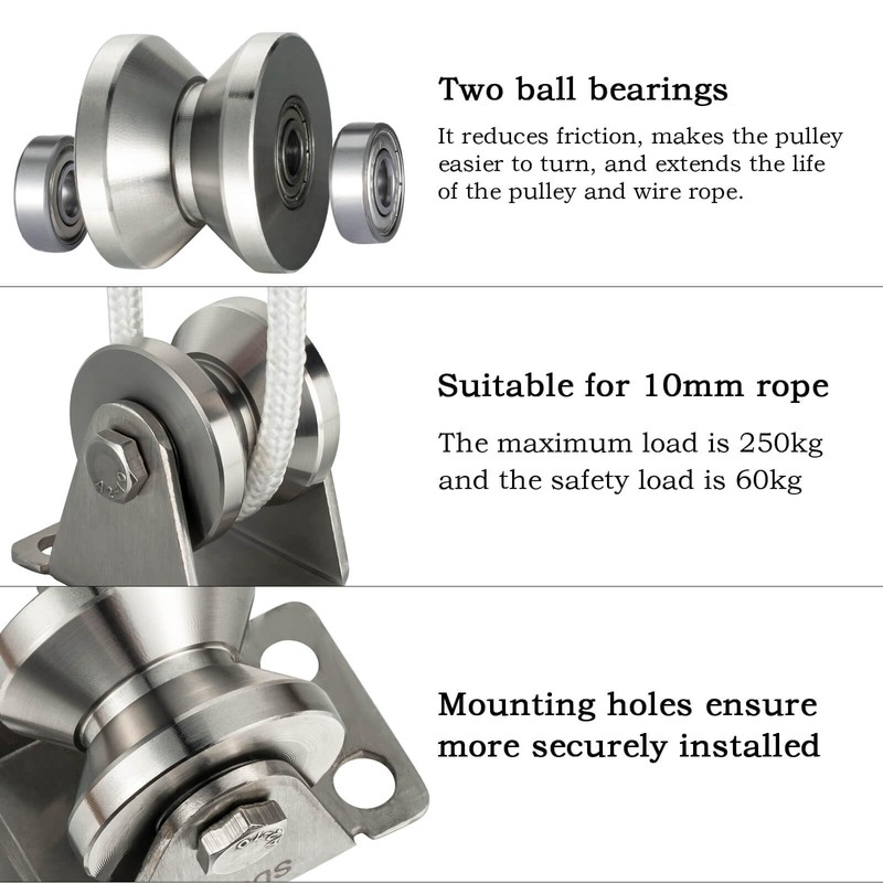 SHINICO 32mm Cable Pulley Wheel Wall Mount, Bearings Inside, V