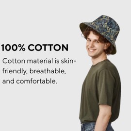 GM Apparel Camouflage Bucket Hat | 100% Cotton, Unisex Fishing & Hiking Camo Cap, Reversible Outdoor Fisherman Festival Hat | Sun Hat for Men & Women