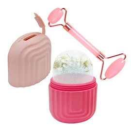 1 Stück Silikoneisgitter, 1 Stück Jade -Roller, Kreativer Gesichtseiskompress, Wiederverwendbar, Bequeme Reise -Gesichtswalze, Schönheitswerkzeuge.