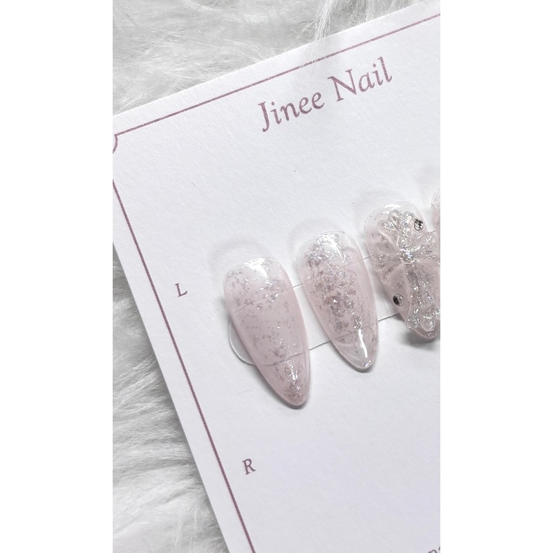 Glitter cross nail tip - short nose pin / 글리터