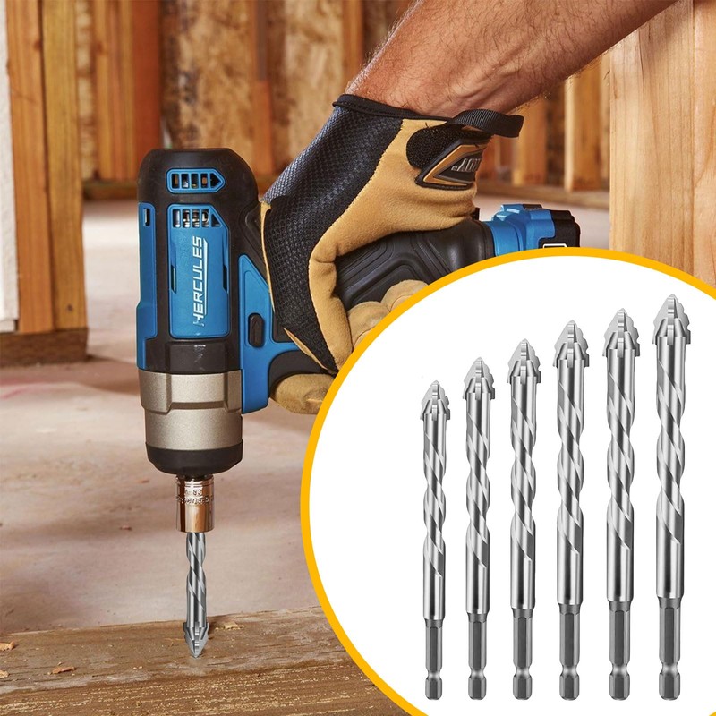 Xsybegdlk Eccentric Drill Set, 6-Piece Four-Edged Sawtooth Eccentric Drill Bit,