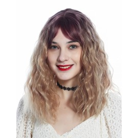 WIG ME UP - SZL0846SZ-T-004 Women's Wig Shoulder Length Voluminous Wild Wavy Fringe Ombre Purple Blonde