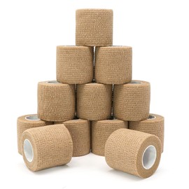 12 Rollos De Vendaje Autoadhesivo, Cinta Deportiva Elástica, 5cm X 4,5m, Adecuado Para Estiramientos Deportivos, Ejercicios, Muñecas Y Tobillos (Tono de piel)
