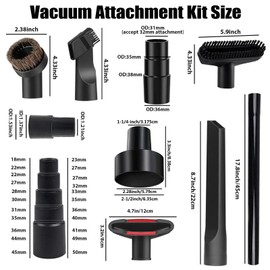 14 Pcs Universal 1 1/4 Inch Vacuum Attachments for shop Vac Attachment Hose Universal Adapter, Extension Wand, Crevice Tool for 2 1/2" to 1 1/4" and 1 7/8" to 1" Hoses