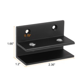 HARFINGTON 2pcs Glass Shelf Brackets Metal Adjustable Shower Glass Clamps Shelf Bracket Clamp Bathroom Shelf Clip Support Holder Hardware Replacement Parts for Metal Wood Shelving, Black