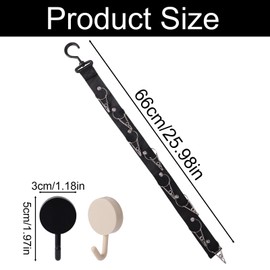 Lyreh Doll Hanging Organizer, Hanging doll Chain with 8 Metal Clips Plush Display Toy Strap with 2 Extra Hooks for Organizing and Display Stuffed Animal Holder Toy Storage(No Dolls Included, Black)